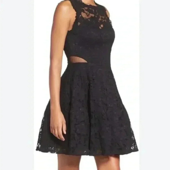 Xscape lace sleeveless mini dress navy black prom graduation wedding  formal - Picture 11 of 11